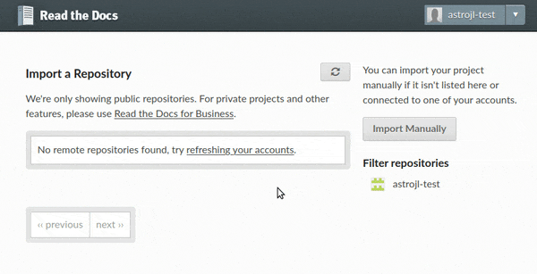Import projects workflow
